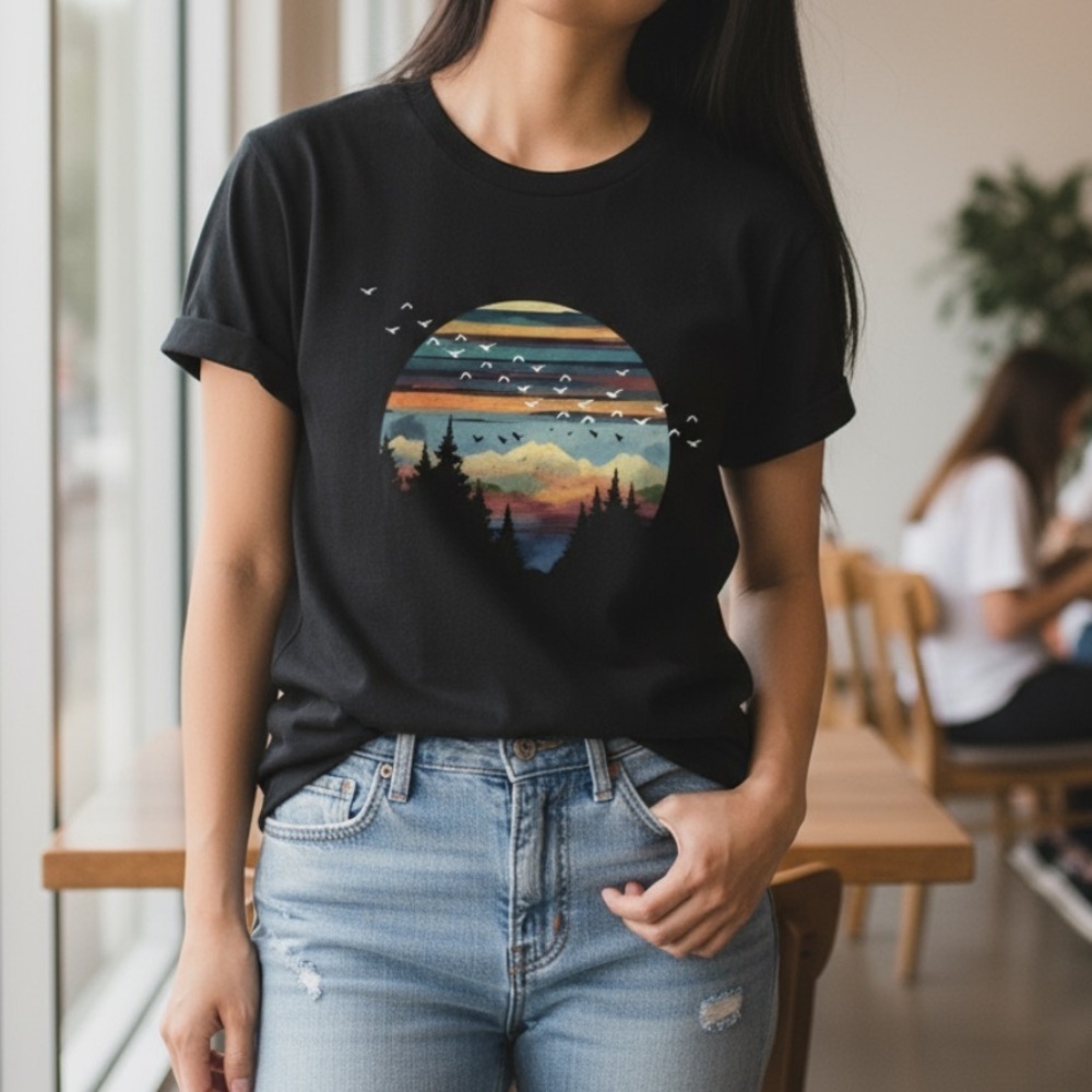 Doves Mountain Scenery Black T-shirt